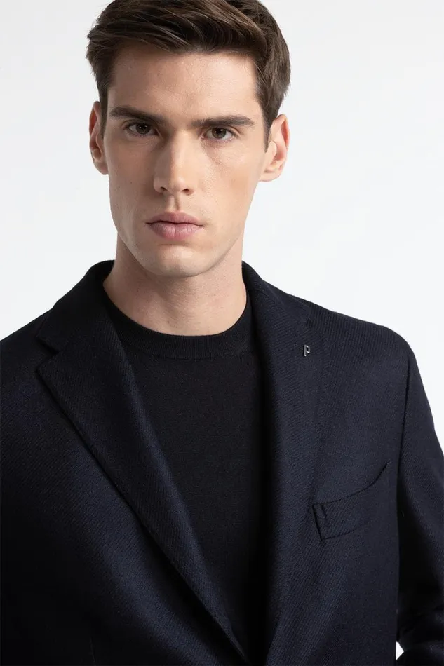 Peserico Blazers Man Wool And Cashmere SingleBreasted Blazer Inkwell Blue Peserico Blazers Man Wool And Cashmere SingleBreasted Blazer Inkwell Blue