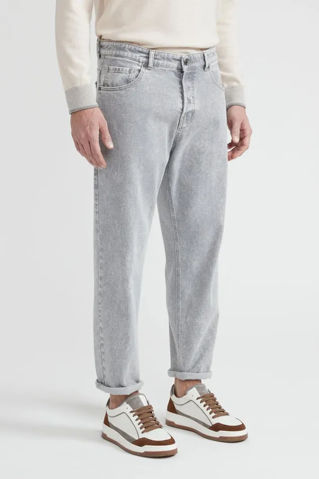 Peserico Denim Man Stretch Cotton Twill Jeans Grey