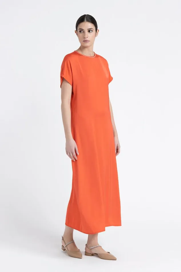 Peserico Dresses And Jumpsuits Woman Long Viscose Satin Dress Foliage Red