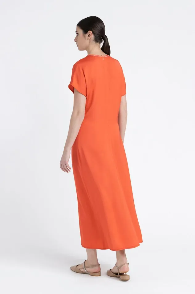 Peserico Dresses And Jumpsuits Woman Long Viscose Satin Dress Foliage Red Peserico Dresses And Jumpsuits Woman Long Viscose Satin Dress Foliage Red