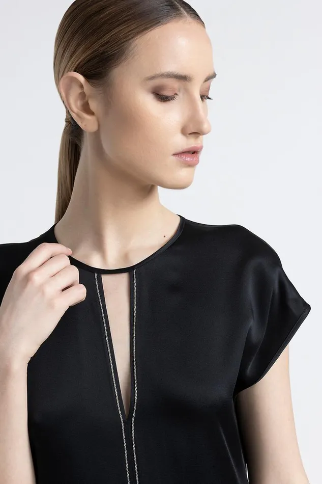 Peserico Dresses And Jumpsuits Woman Round Neck Midi Dress Black Peserico Dresses And Jumpsuits Woman Round Neck Midi Dress Black