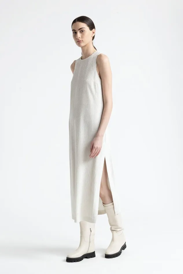 Peserico Dresses And Jumpsuits Woman Velvet Long Sleeveless Dress Natural White Peserico Dresses And Jumpsuits Woman Velvet Long Sleeveless Dress Natural White