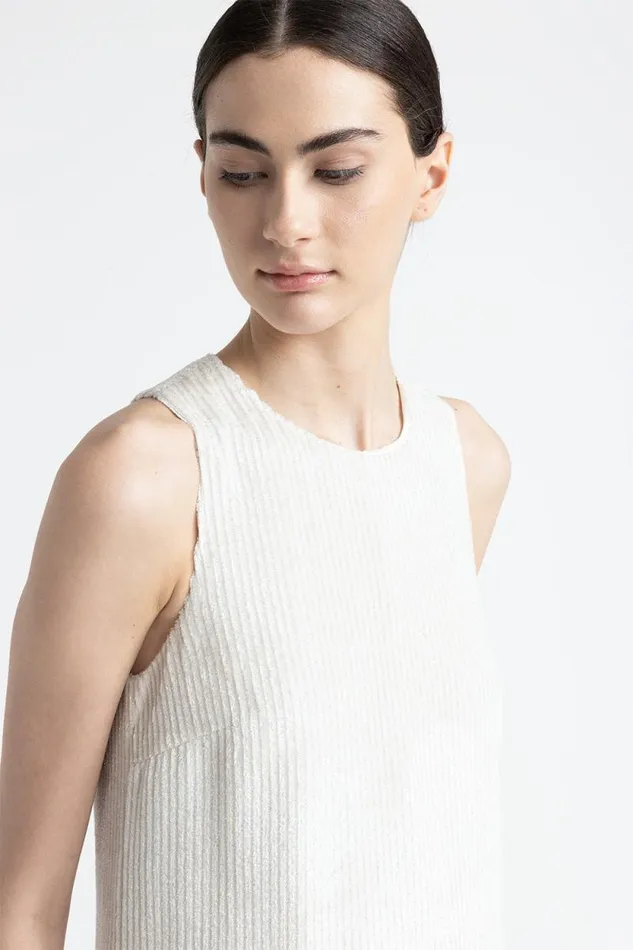 Peserico Dresses And Jumpsuits Woman Velvet Long Sleeveless Dress Natural White Peserico Dresses And Jumpsuits Woman Velvet Long Sleeveless Dress Natural White
