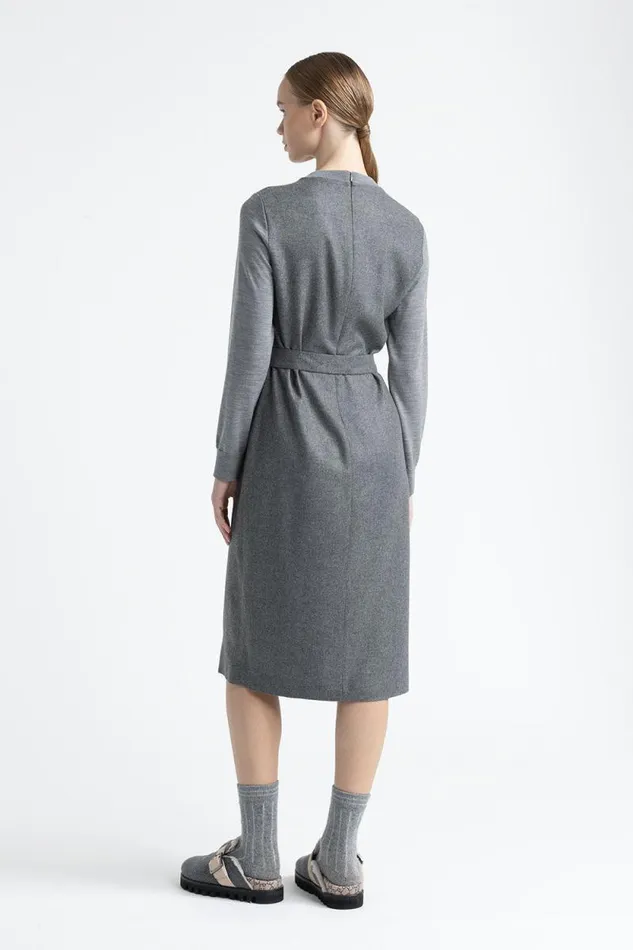 Peserico Dresses And Jumpsuits Woman Viscose And Wool Flannel Midi Dress Granite Peserico Dresses And Jumpsuits Woman Viscose And Wool Flannel Midi Dress Granite