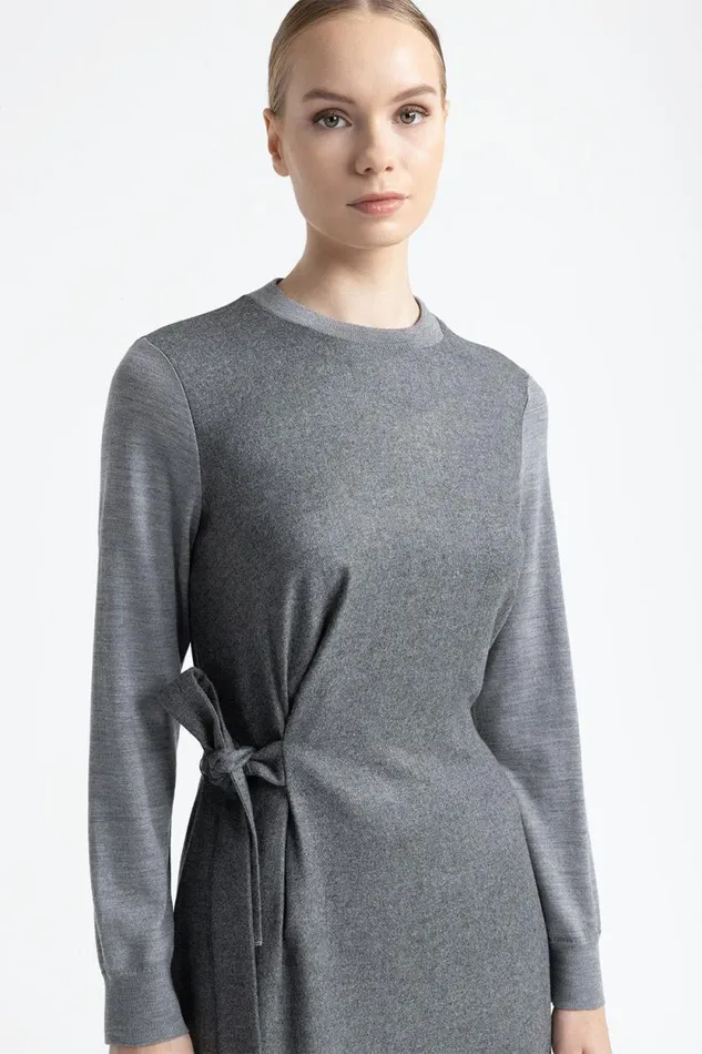 Peserico Dresses And Jumpsuits Woman Viscose And Wool Flannel Midi Dress Granite Peserico Dresses And Jumpsuits Woman Viscose And Wool Flannel Midi Dress Granite