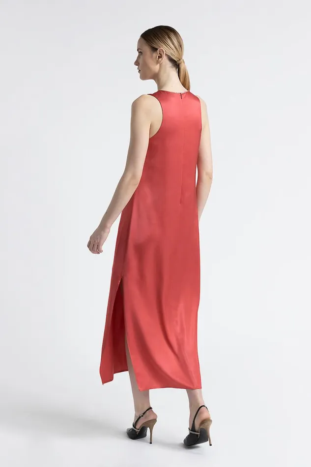 Peserico Dresses And Jumpsuits Woman Viscose Satin Long Dress Enrosadira Red Peserico Dresses And Jumpsuits Woman Viscose Satin Long Dress Enrosadira Red