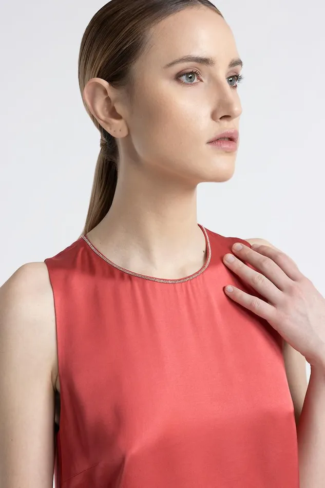 Peserico Dresses And Jumpsuits Woman Viscose Satin Long Dress Enrosadira Red Peserico Dresses And Jumpsuits Woman Viscose Satin Long Dress Enrosadira Red