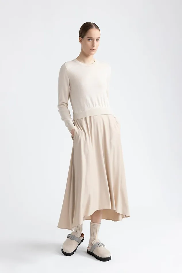 Peserico Dresses And Jumpsuits Woman Wool Silk And Cashmere Dress Barley