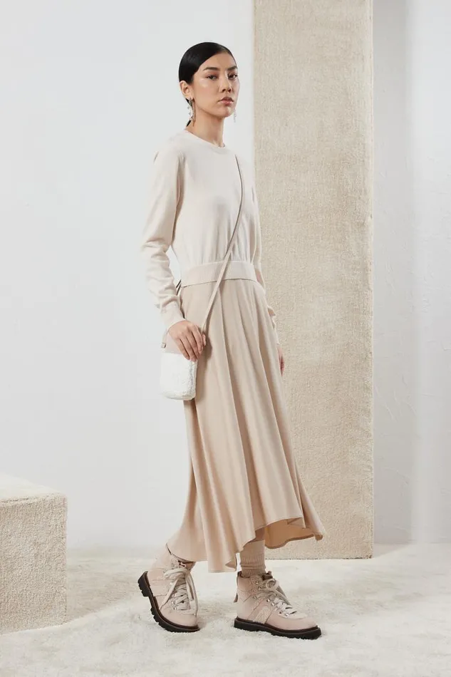 Peserico Dresses And Jumpsuits Woman Wool Silk And Cashmere Dress Barley Peserico Dresses And Jumpsuits Woman Wool Silk And Cashmere Dress Barley