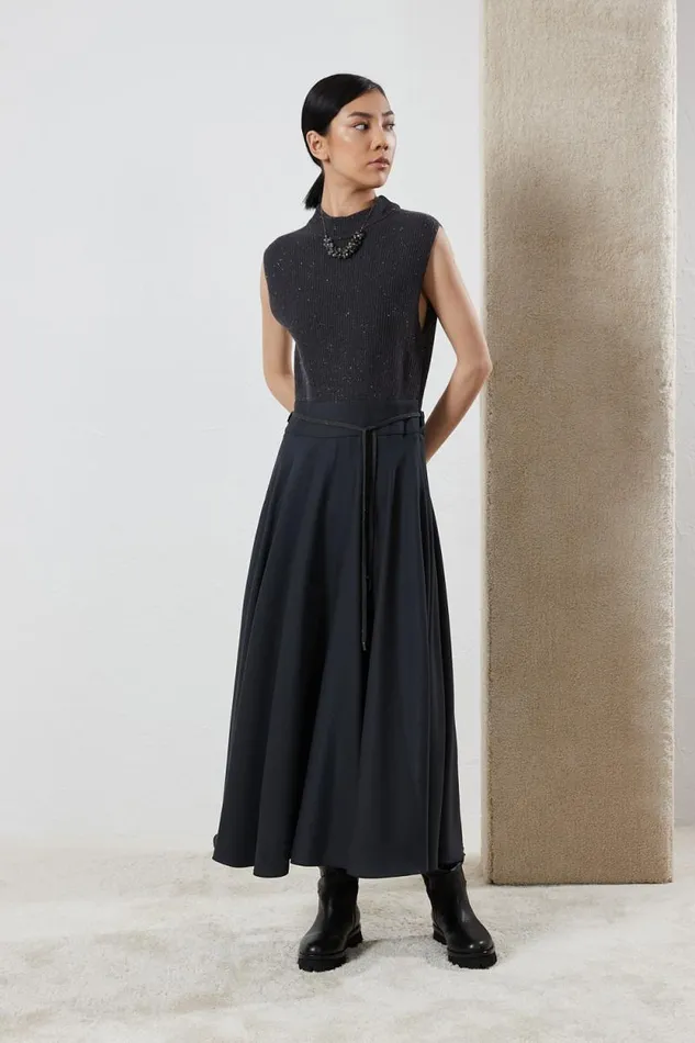 Peserico Dresses And Jumpsuits Woman Wool Silk Cashmere And Lurex Dress Graphite Peserico Dresses And Jumpsuits Woman Wool Silk Cashmere And Lurex Dress Graphite