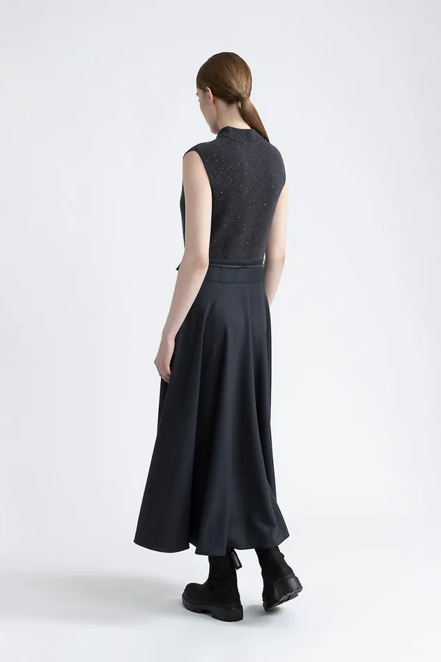 Peserico Dresses And Jumpsuits Woman Wool Silk Cashmere And Lurex Dress Graphite Peserico Dresses And Jumpsuits Woman Wool Silk Cashmere And Lurex Dress Graphite