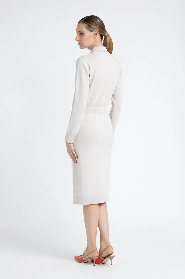 Peserico Dresses And Jumpsuits Woman Wool Silk Cashmere Knit Dress Pearl Beige Peserico Dresses And Jumpsuits Woman Wool Silk Cashmere Knit Dress Pearl Beige