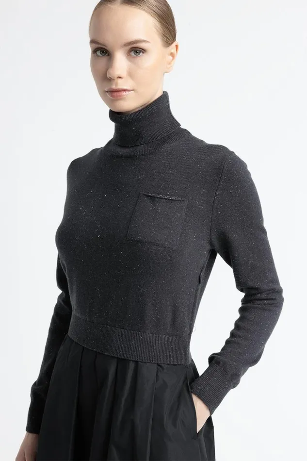 Peserico Dresses And Jumpsuits Woman Wool Silk Cashmere Lurex And Taffeta Dress Graphite Peserico Dresses And Jumpsuits Woman Wool Silk Cashmere Lurex And Taffeta Dress Graphite