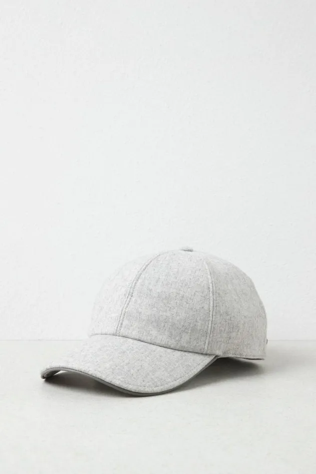 Peserico Hats And Caps Man Cashmere Blend Baseball Cap Granite