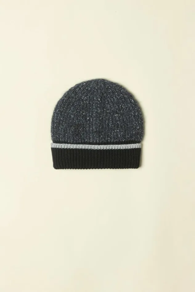 Peserico Hats And Caps Man Wool And Cashmere Beanie Inkwell Blue