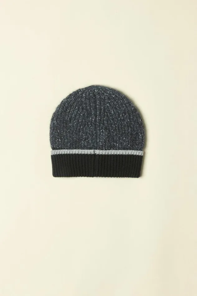 Peserico Hats And Caps Man Wool And Cashmere Beanie Inkwell Blue Peserico Hats And Caps Man Wool And Cashmere Beanie Inkwell Blue