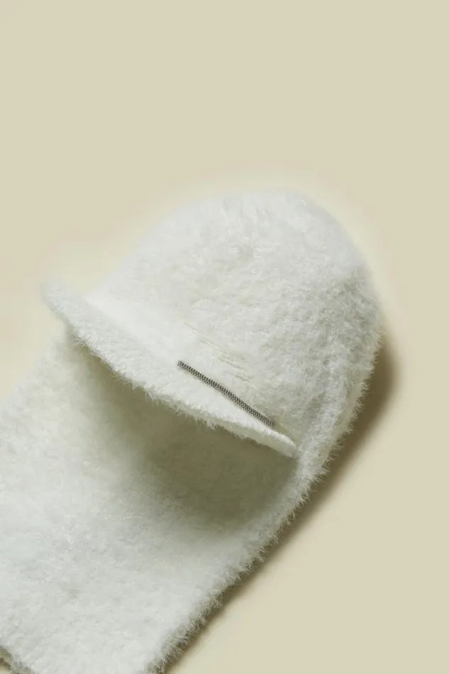 Peserico Hats And Caps Woman FurEffect Balaclava With Visor Natural White