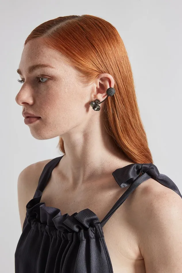 Peserico Jewelry Woman Ear Cuff With Sparkling Stones Gray