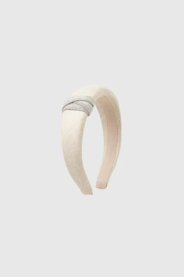 Peserico Jewelry Woman Hairband With Punto Luce Trim Barley