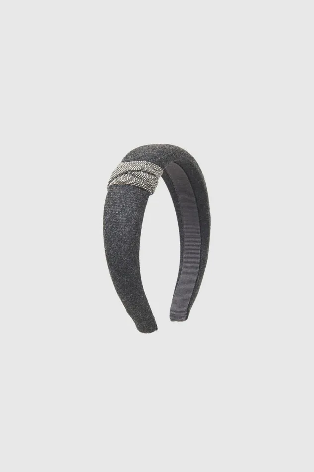 Peserico Jewelry Woman Hairband With Punto Luce Trim Graphite