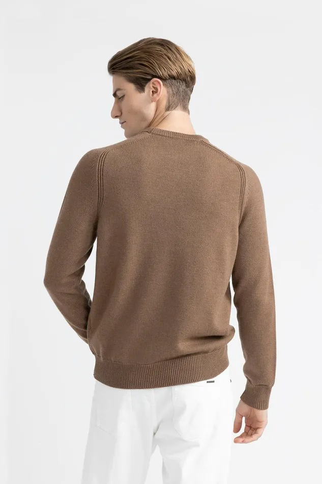 Peserico Knitwear Man Extrafine Pure Merino Wool Sweater Chestnut Peserico Knitwear Man Extrafine Pure Merino Wool Sweater Chestnut