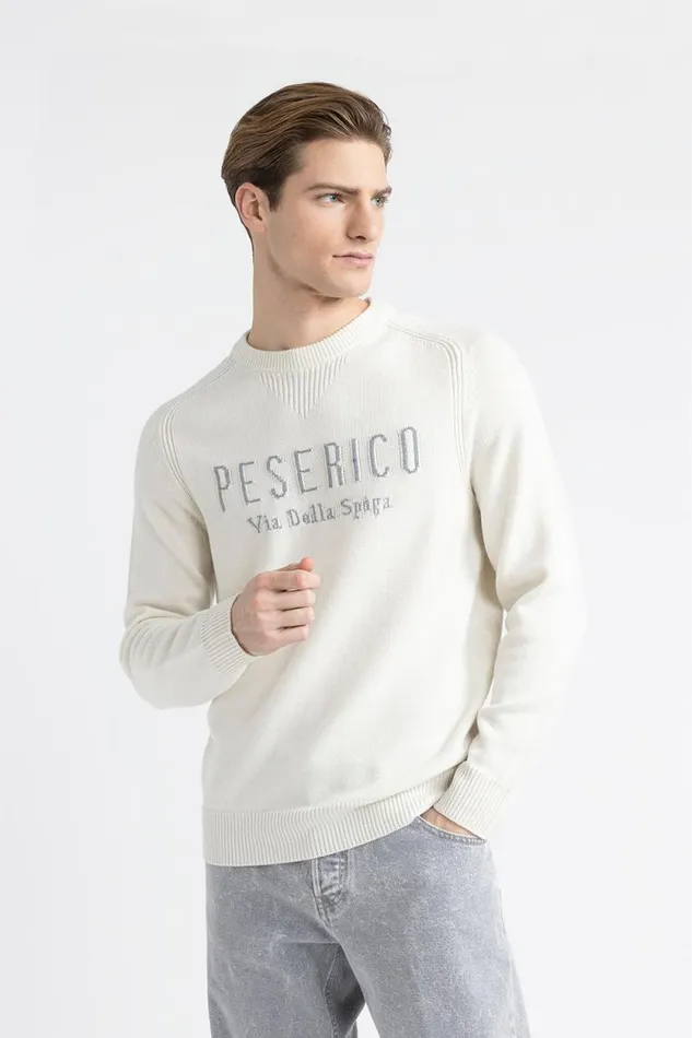 Peserico Knitwear Man Extrafine Pure Merino Wool Sweater Hornbeam