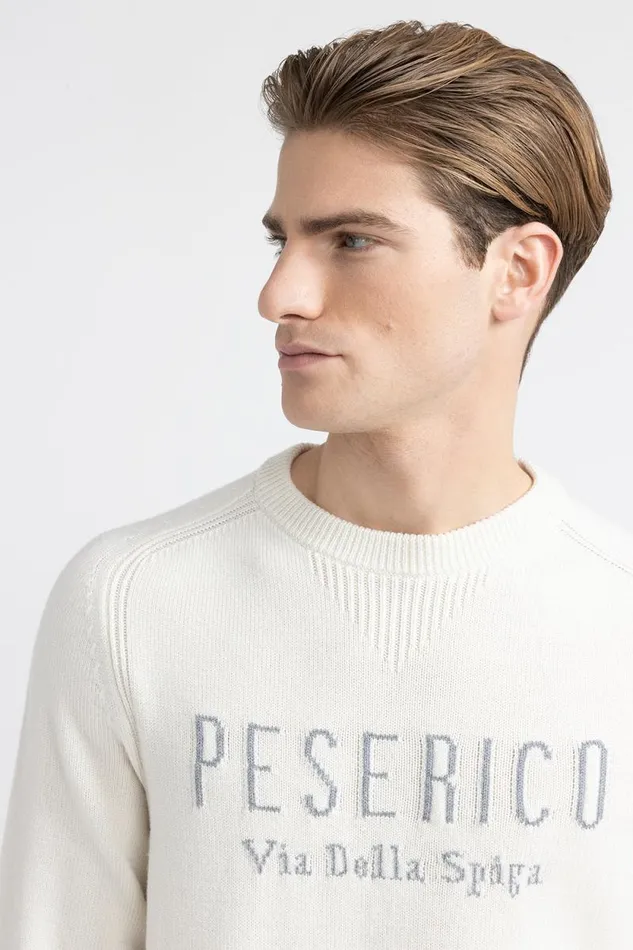 Peserico Knitwear Man Extrafine Pure Merino Wool Sweater Hornbeam Peserico Knitwear Man Extrafine Pure Merino Wool Sweater Hornbeam