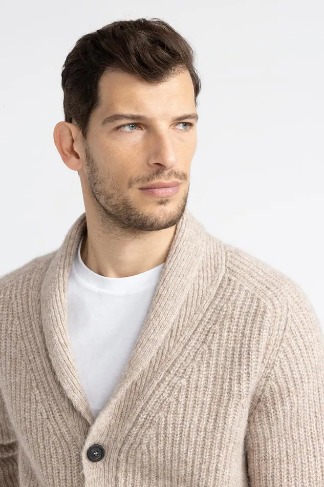 Peserico Knitwear Man Merino Wool And Cashmere Cardigan Beechwood Peserico Knitwear Man Merino Wool And Cashmere Cardigan Beechwood