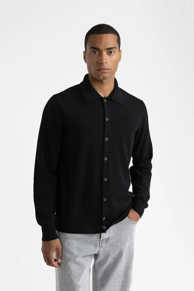 Peserico Knitwear Man Merino Wool And Cashmere Cardigan Blue