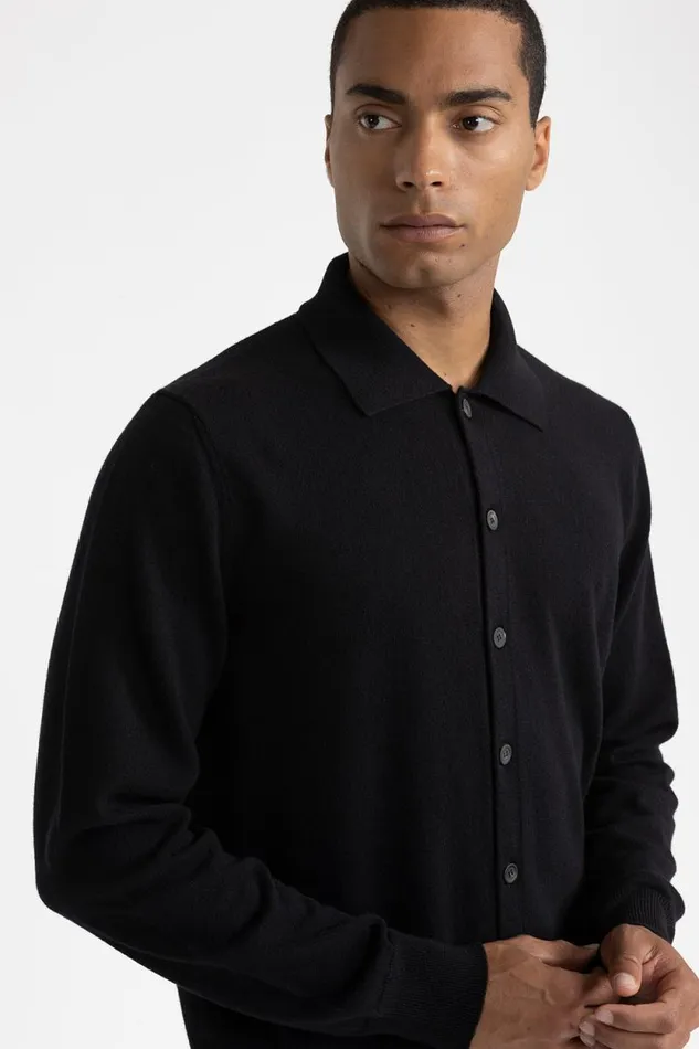 Peserico Knitwear Man Merino Wool And Cashmere Cardigan Blue Peserico Knitwear Man Merino Wool And Cashmere Cardigan Blue