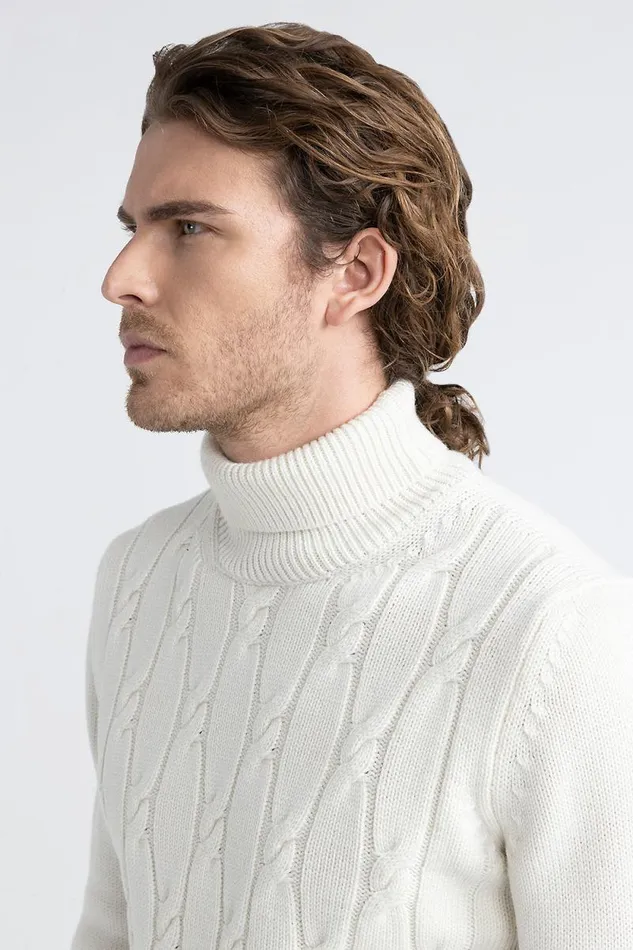 Peserico Knitwear Man Pure Merino Wool High Neck Sweater Hornbeam Peserico Knitwear Man Pure Merino Wool High Neck Sweater Hornbeam