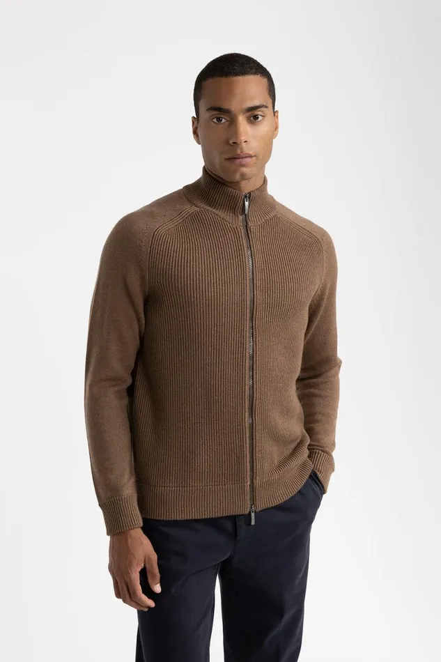 Peserico Knitwear Man Pure Merino Wool Sweater Chestnut