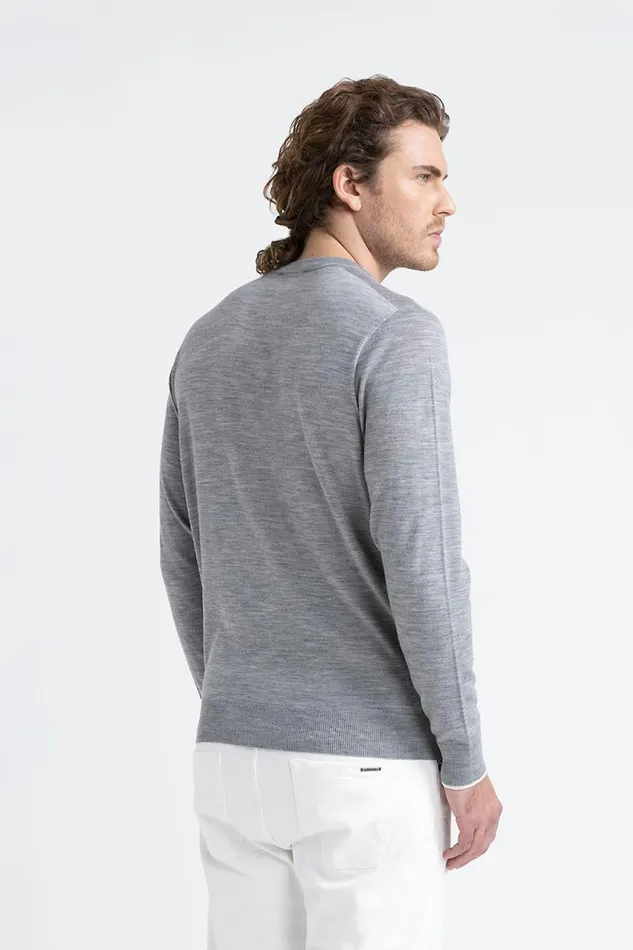 Peserico Knitwear Man Pure New Wool Yarn Sweater Granite Peserico Knitwear Man Pure New Wool Yarn Sweater Granite