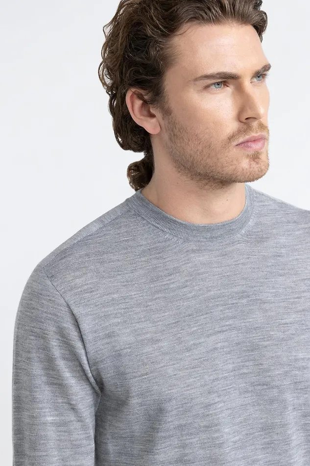 Peserico Knitwear Man Pure New Wool Yarn Sweater Granite Peserico Knitwear Man Pure New Wool Yarn Sweater Granite