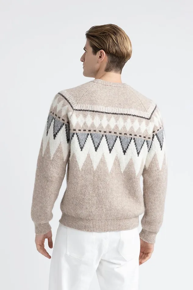 Peserico Knitwear Man Sweater In Alpaca Cotton And Wool Yarn Beechwood