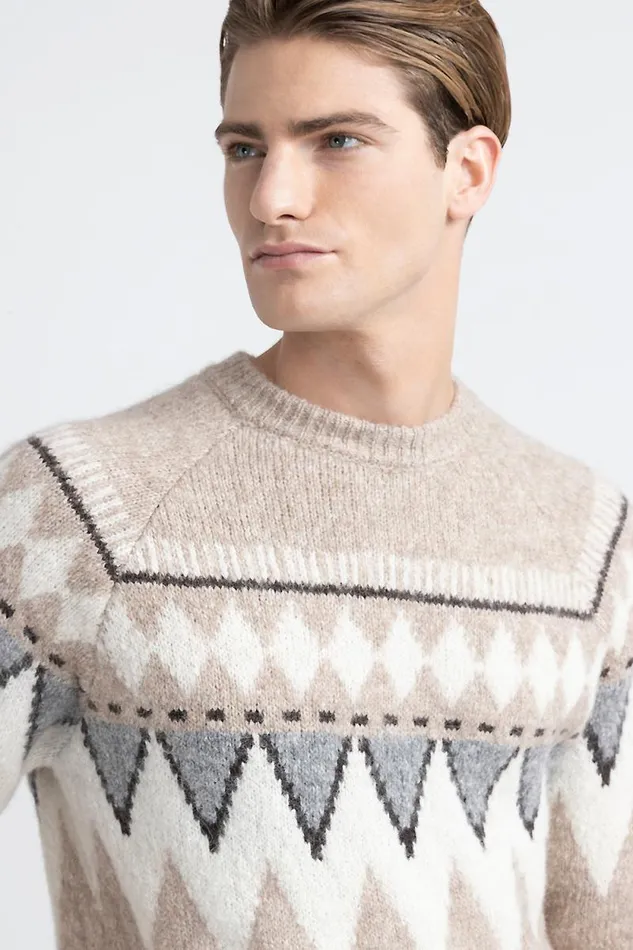 Peserico Knitwear Man Sweater In Alpaca Cotton And Wool Yarn Beechwood