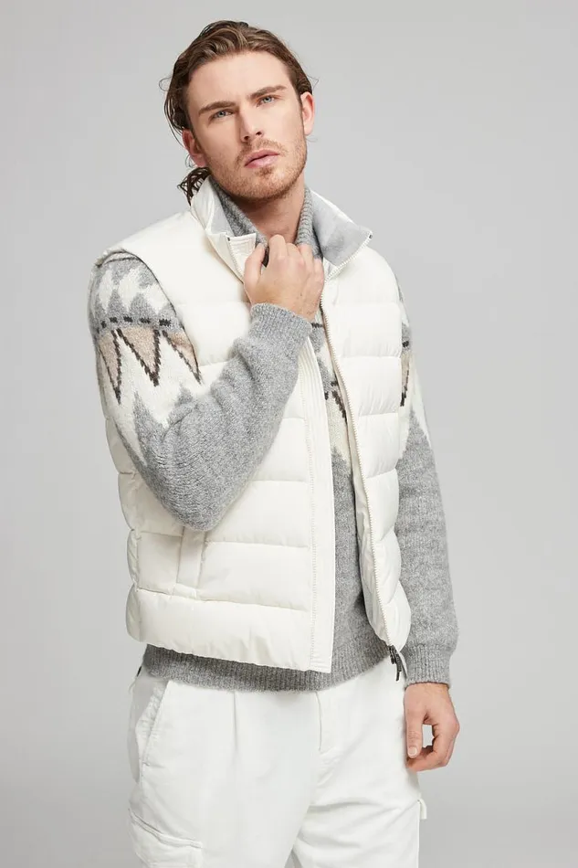 Peserico Knitwear Man Sweater In Alpaca Cotton And Wool Yarn Granite