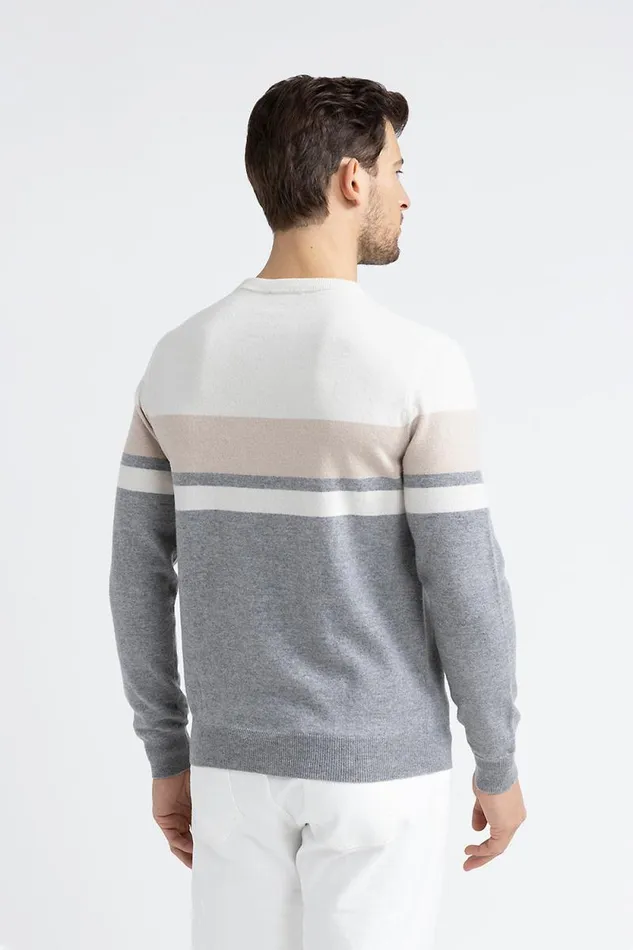 Peserico Knitwear Man Wool And Cashmere Crewneck Sweater Granite Peserico Knitwear Man Wool And Cashmere Crewneck Sweater Granite