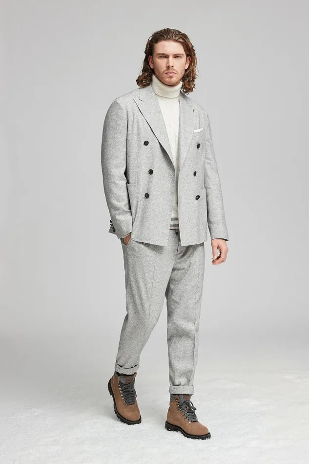 Peserico Knitwear Man Wool And Cashmere High Neck Sweater White Peserico Knitwear Man Wool And Cashmere High Neck Sweater White