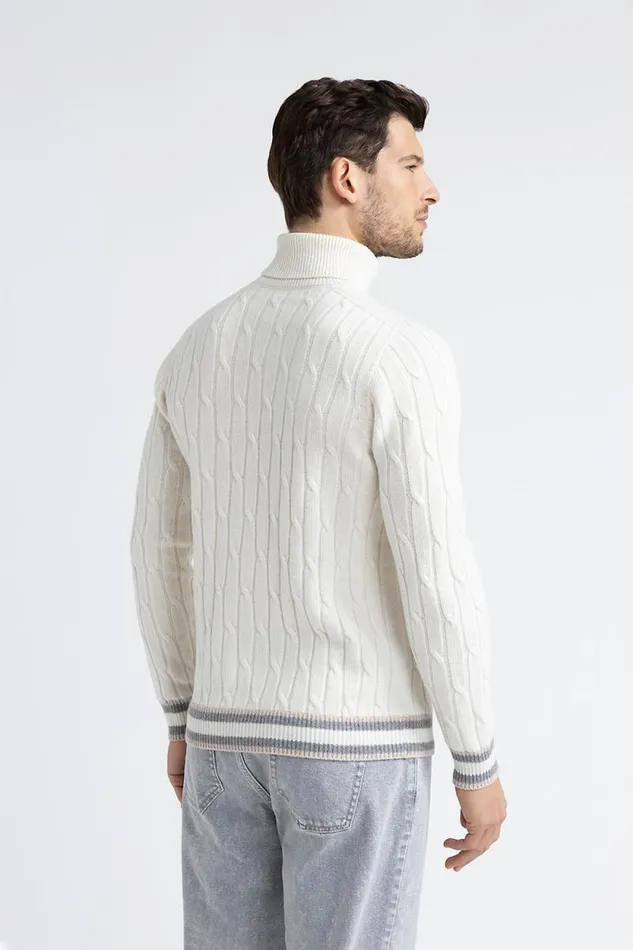 Peserico Knitwear Man Wool And Cashmere High Neck Sweater White Peserico Knitwear Man Wool And Cashmere High Neck Sweater White