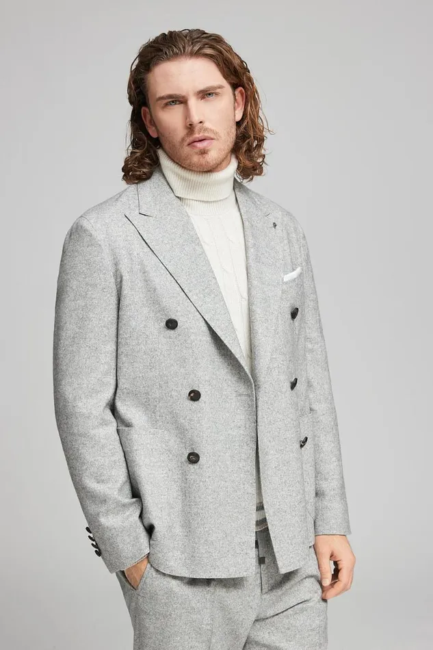 Peserico Knitwear Man Wool And Cashmere High Neck Sweater White Peserico Knitwear Man Wool And Cashmere High Neck Sweater White