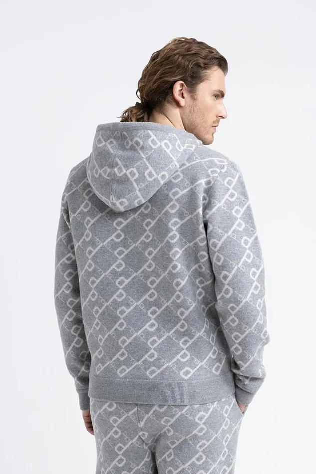 Peserico Knitwear Man Wool And Cashmere Hooded Sweatshirt Granite Peserico Knitwear Man Wool And Cashmere Hooded Sweatshirt Granite