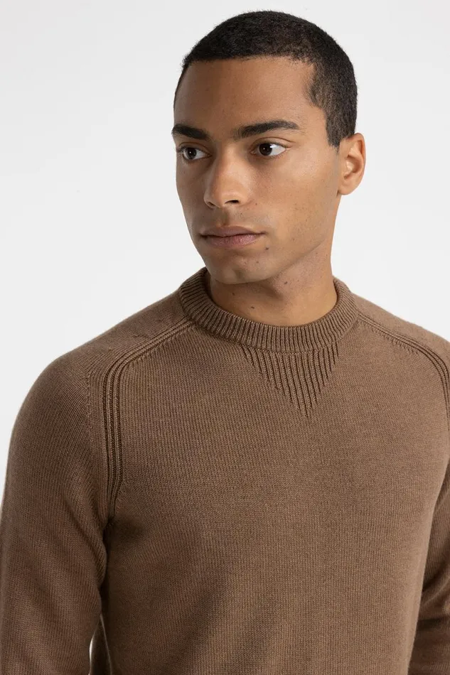 Peserico Knitwear Man Wool Crewneck Sweater Chestnut