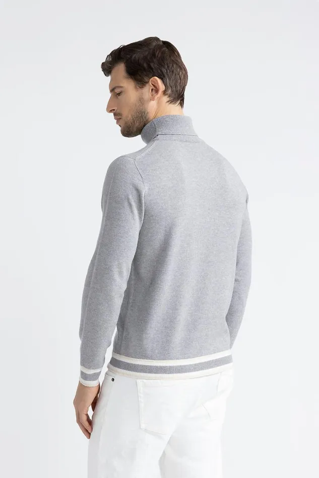 Peserico Knitwear Man Wool Silk And Cashmere High Neck Sweater Granite Peserico Knitwear Man Wool Silk And Cashmere High Neck Sweater Granite