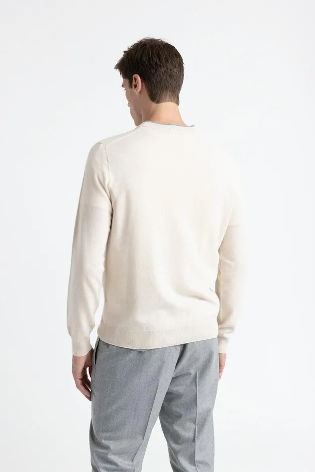 Peserico Knitwear Man Wool Silk And Cashmere V Neck Sweater Barley Peserico Knitwear Man Wool Silk And Cashmere V Neck Sweater Barley