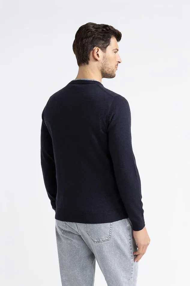 Peserico Knitwear Man Wool Silk And Cashmere V Neck Sweater Inkwell Blue Peserico Knitwear Man Wool Silk And Cashmere V Neck Sweater Inkwell Blue