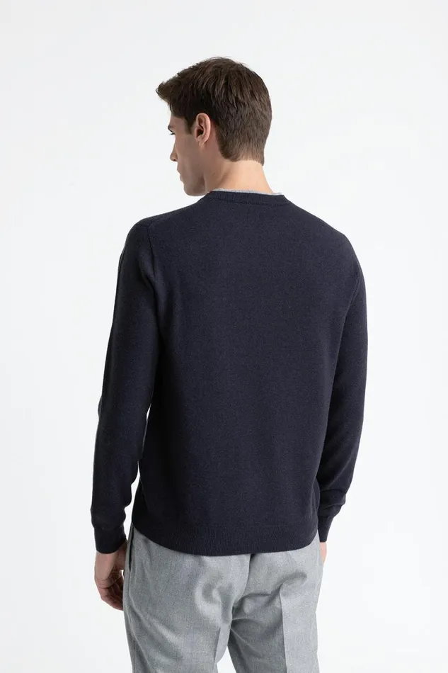 Peserico Knitwear Man Wool Silk And Cashmere Yarn Sweater Inkwell Blue Peserico Knitwear Man Wool Silk And Cashmere Yarn Sweater Inkwell Blue