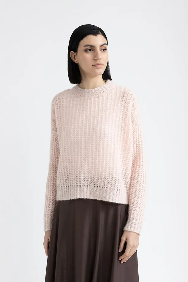 Peserico Knitwear Woman Alpaca And Lurex Crewneck Sweater Dawning