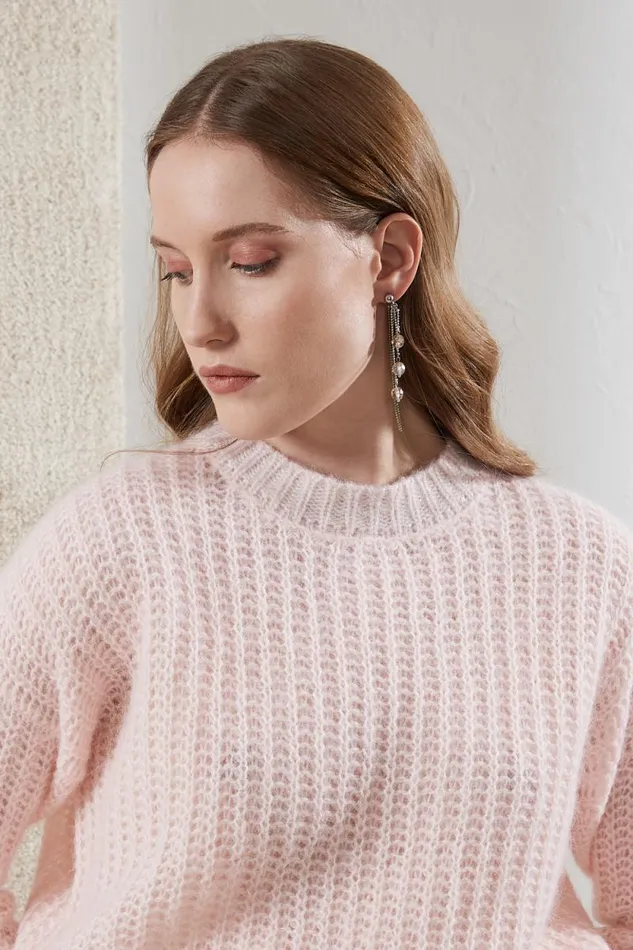 Peserico Knitwear Woman Alpaca And Lurex Crewneck Sweater Dawning Peserico Knitwear Woman Alpaca And Lurex Crewneck Sweater Dawning