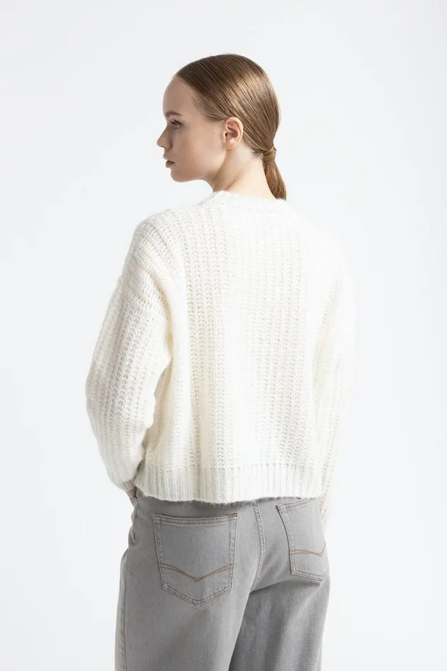 Peserico Knitwear Woman Alpaca And Lurex Crewneck Sweater Natural White Peserico Knitwear Woman Alpaca And Lurex Crewneck Sweater Natural White